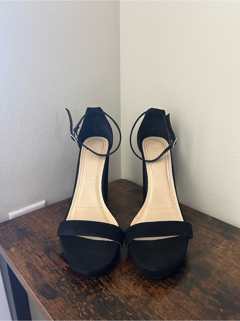 Windsor Black Suede Ankle-Strap Heels